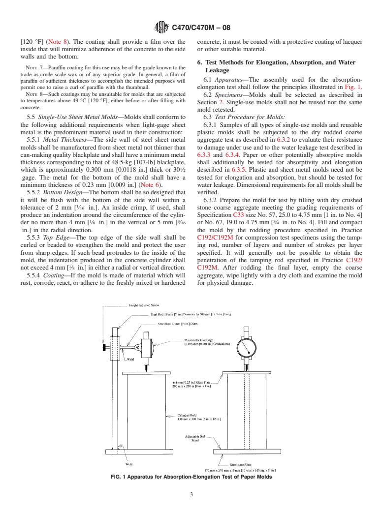 ASTM C470/C470M-08 - Standard Specification for Molds for Forming Concrete Test Cylinders Vertically