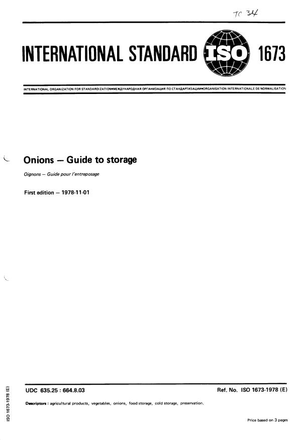 ISO 1673:1978 - Onions -- Guide to storage
