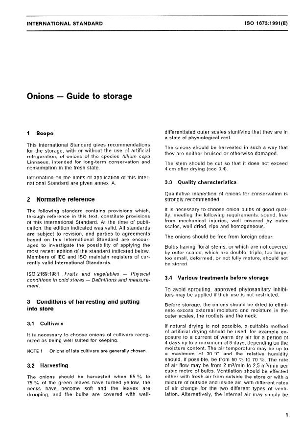 ISO 1673:1991 - Onions -- Guide to storage
