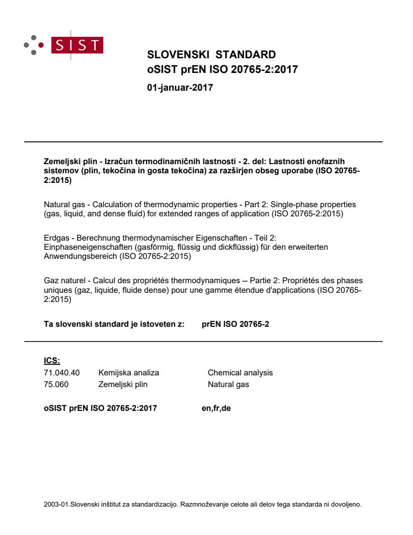 prEN ISO 20765-2:2017 - BARVE