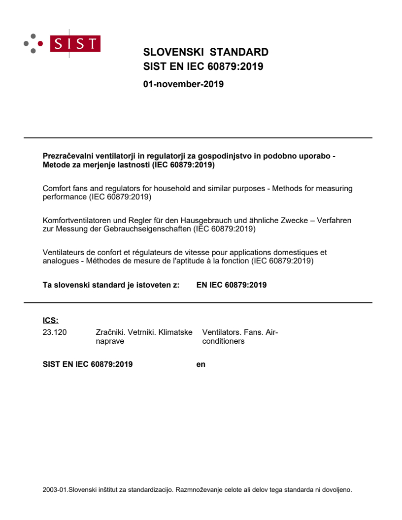 EN IEC 60879:2019 - BARVE