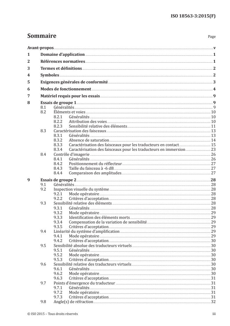 ISO 18563-3:2015 - Essais non destructifs — Caractérisation et vérification de l'appareillage ultrasonore multi-éléments — Partie 3: Système complet
Released:12/8/2015