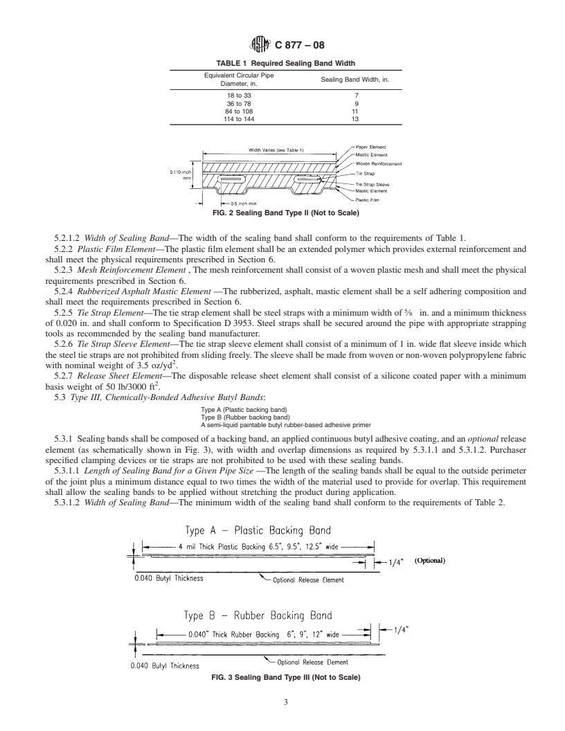 REDLINE ASTM C877-08 - Standard Specification for  External Sealing Bands for Concrete Pipe, Manholes, and Precast Box Sections