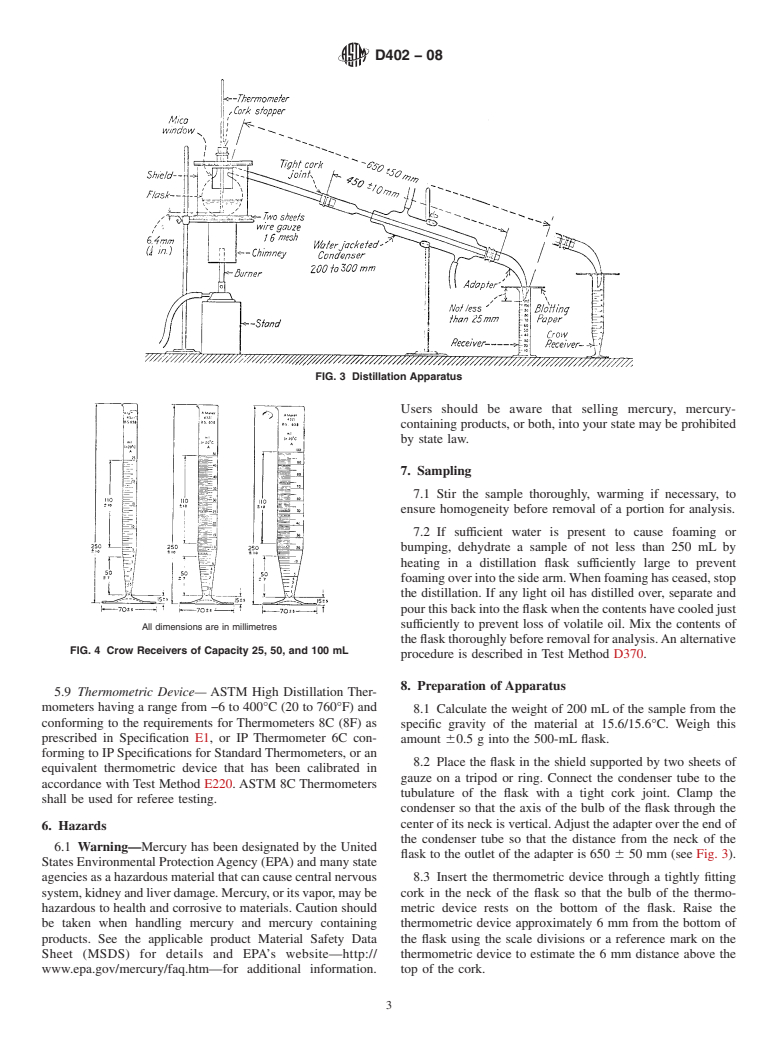 ASTM D402-08 - Standard Test Method for  Distillation of Cutback Asphaltic (Bituminous) Products