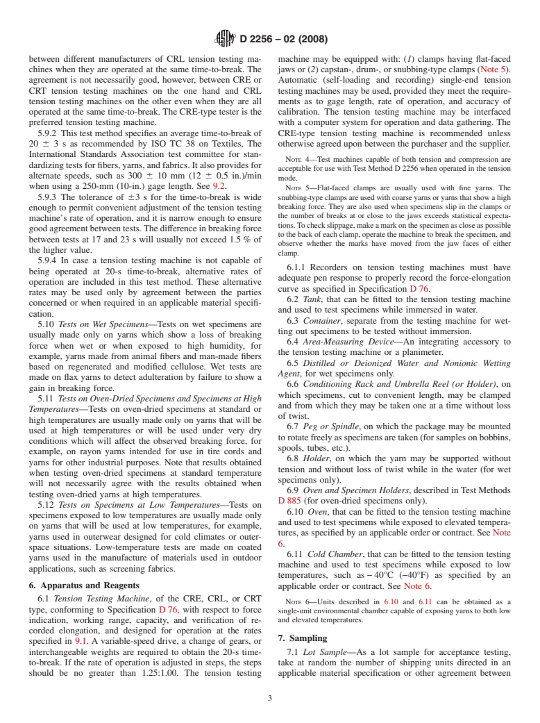 ASTM D2256-02(2008) - Standard Test Method for Tensile Properties of Yarns by the Single-Strand Method