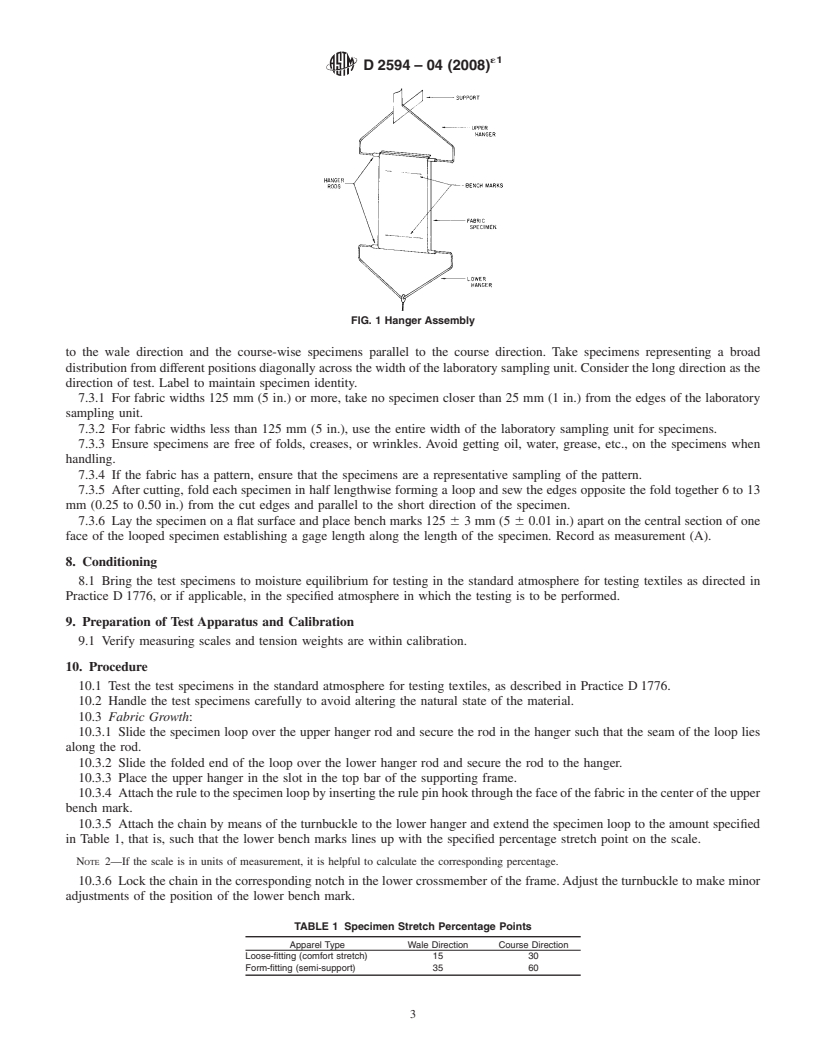 REDLINE ASTM D2594-04(2008)e1 - Standard Test Method for Stretch Properties of Knitted Fabrics Having Low Power