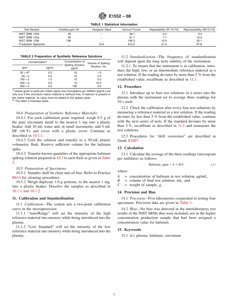 ASTM E1552-08 - Standard Test Method for Determining Hafnium in Zirconium and Zirconium Alloys By Direct Current Plasma<span class='unicode'>&#x2014;</span>Atomic Emission Spectrometry