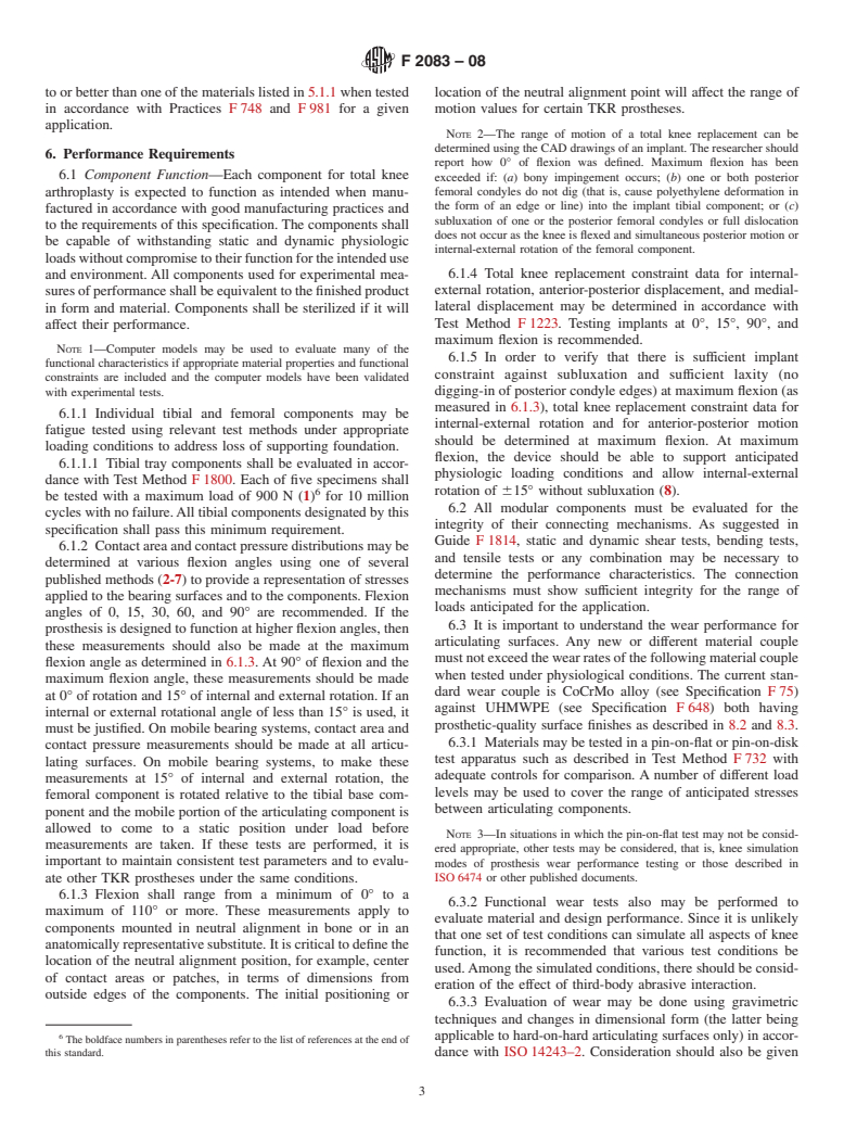 ASTM F2083-08 - Standard Specification for Total Knee Prosthesis