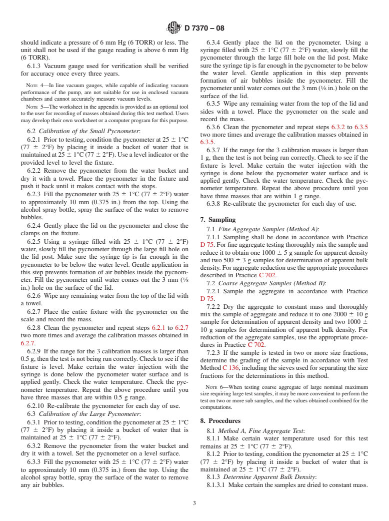 ASTM D7370-08 - Standard Test Method for Determination of Relative Density and Absorption of Fine, Coarse and Blended Aggregate Using Combined Vacuum Saturation and Rapid Submersion