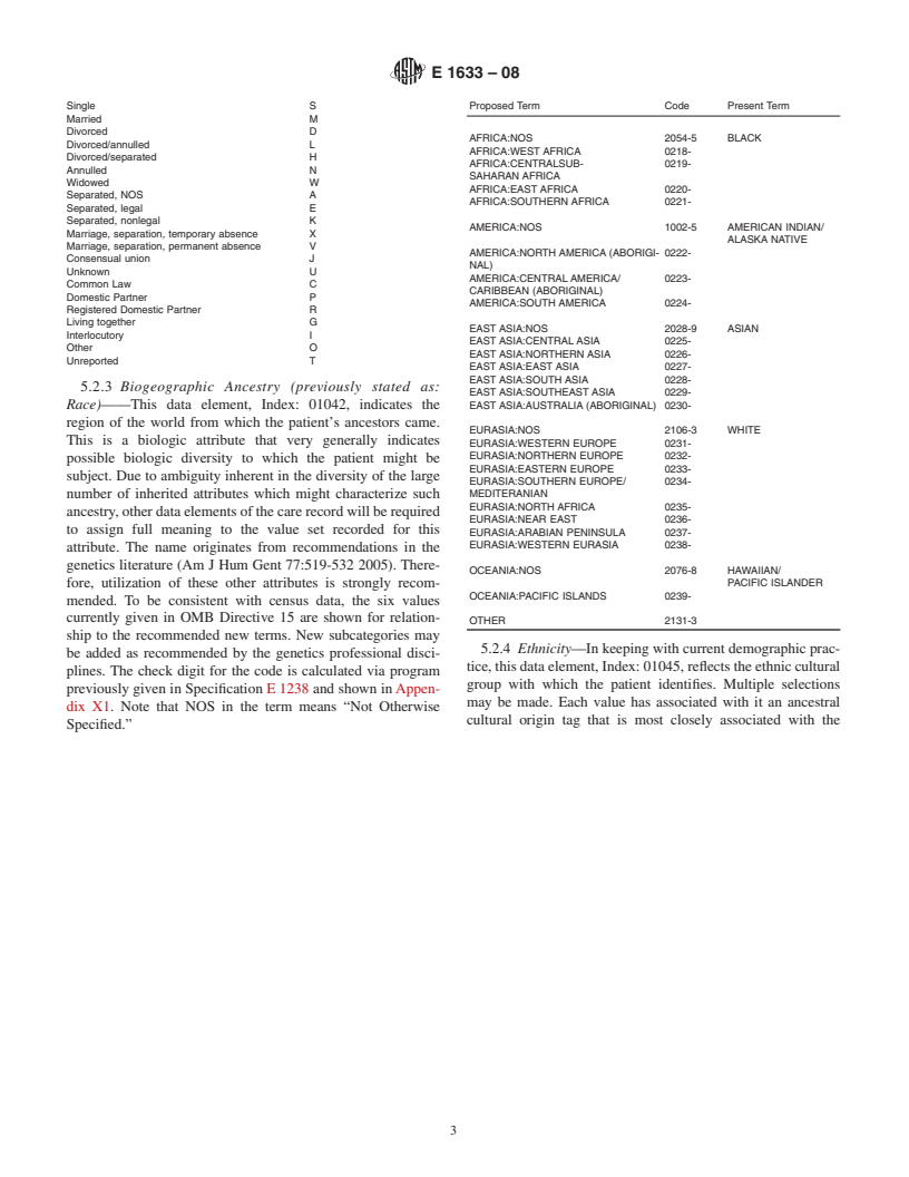 ASTM E1633-08 - Standard Specification for Coded Values Used in the Electronic Health Record