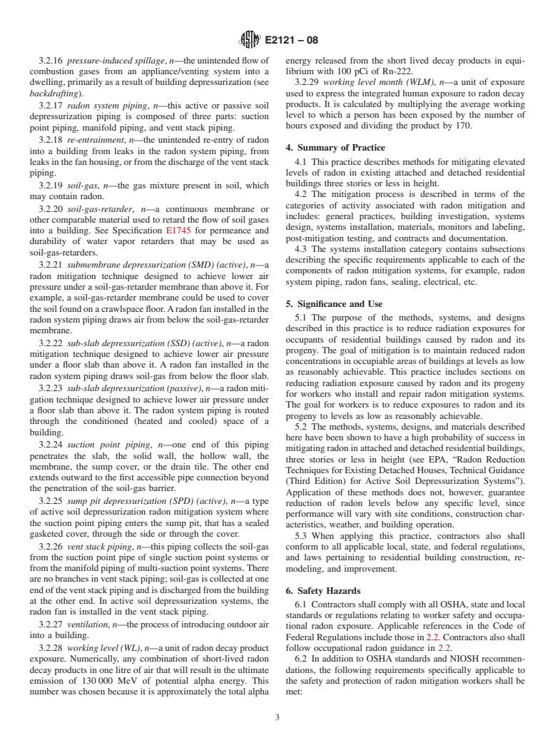 ASTM E2121-08 - Standard Practice for Installing Radon Mitigation Systems in Existing Low-Rise Residential Buildings