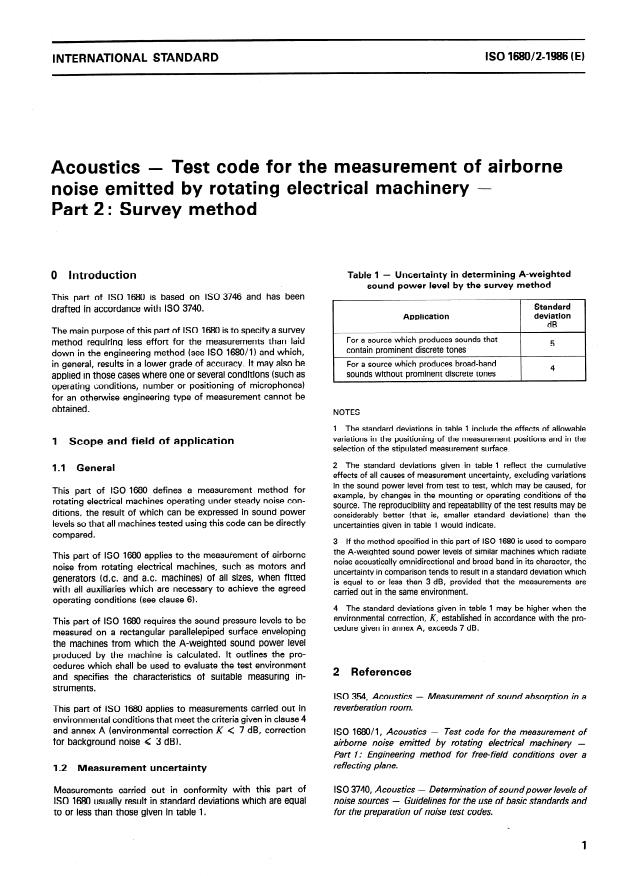 ISO 1680-2:1986 - Acoustics -- Test code for the measurement of airborne noise emitted by rotating electrical machinery