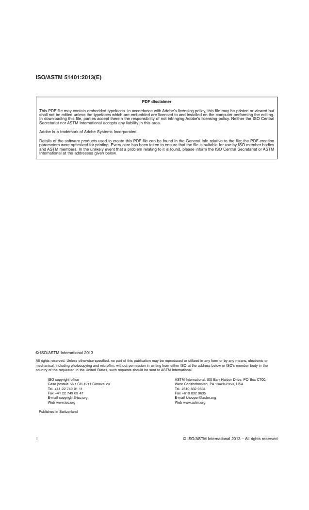 ISO/ASTM 51401:2013 ISO/ASTM 51401:2013 - Practice for use of a dichromate dosimetry system - Page 2 preview