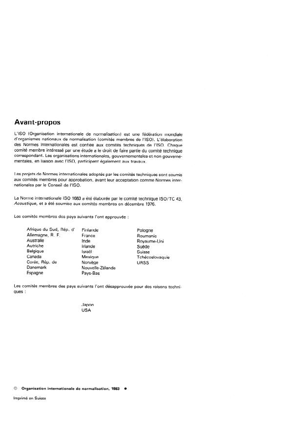 ISO 1683:1983 ISO 1683:1983 - Acoustique -- Grandeurs normales de référence pour les niveaux acoustiques - Page 2 preview
