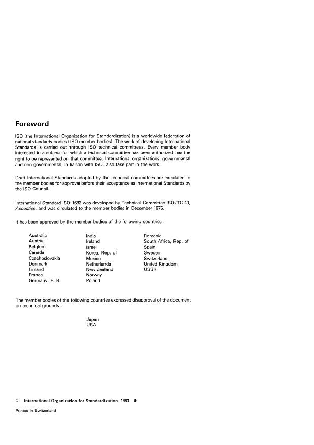 ISO 1683:1983 ISO 1683:1983 - Acoustics -- Preferred reference quantities for acoustic levels - Page 2 preview