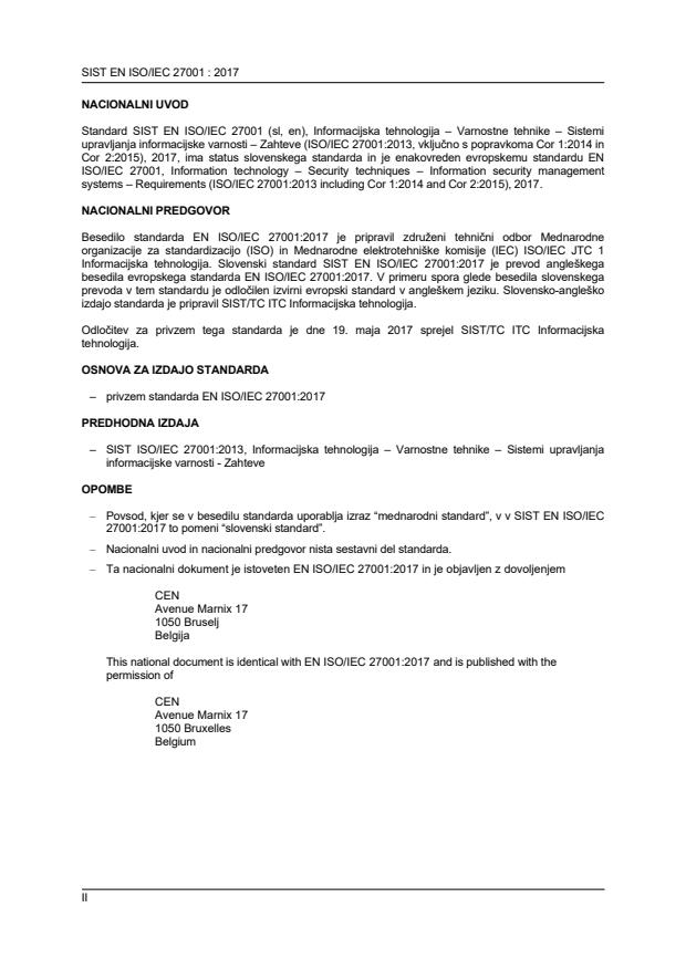 SIST EN ISO/IEC 27001:2017 SIST EN ISO/IEC 27001:2017 - Page 2 preview