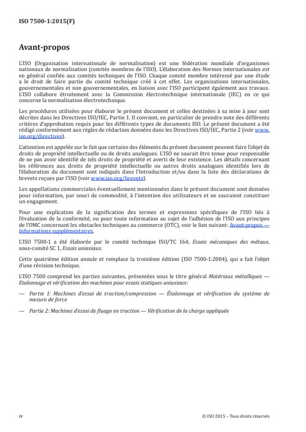 ISO 7500-1:2015 ISO 7500-1:2015 - Matériaux métalliques -- Étalonnage et vérification des machines pour essais statiques uniaxiaux - Page 4 preview