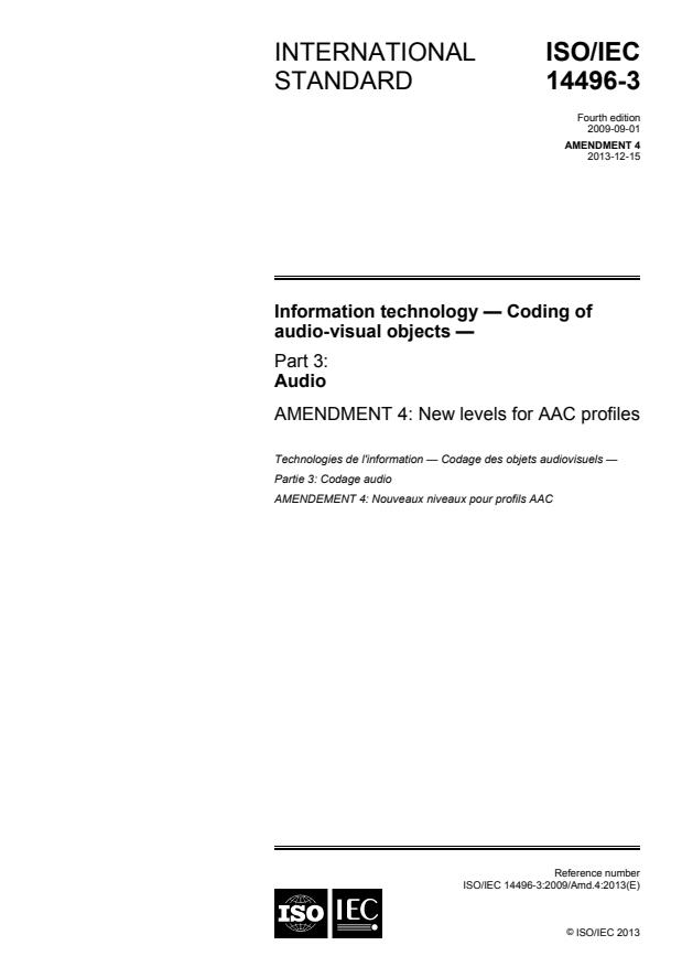 ISO/IEC 14496-3:2009/Amd 4:2013 - New levels for AAC profiles