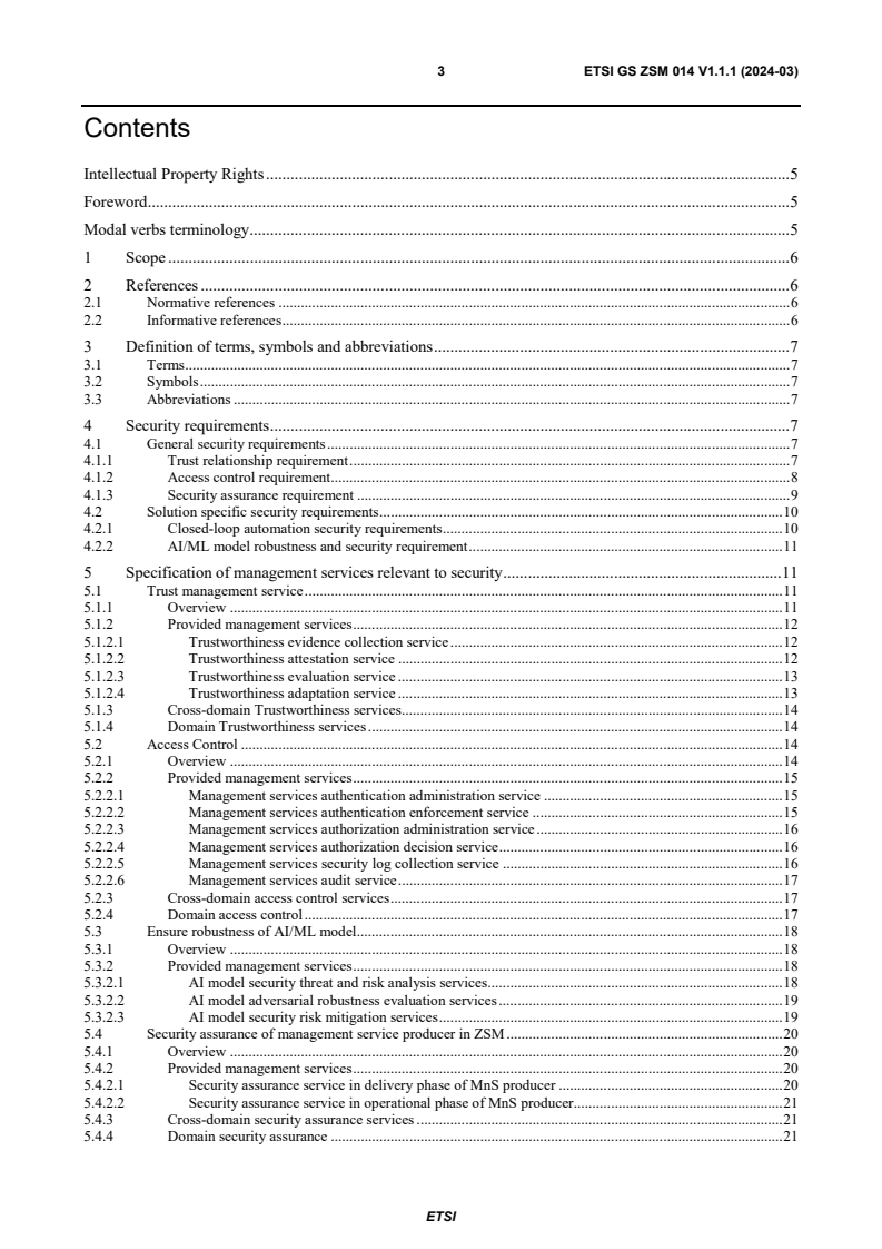 ETSI GS ZSM 014 V1.1.1 (2024-03) - Zero-touch network and Service Management (ZSM); ZSM security aspects