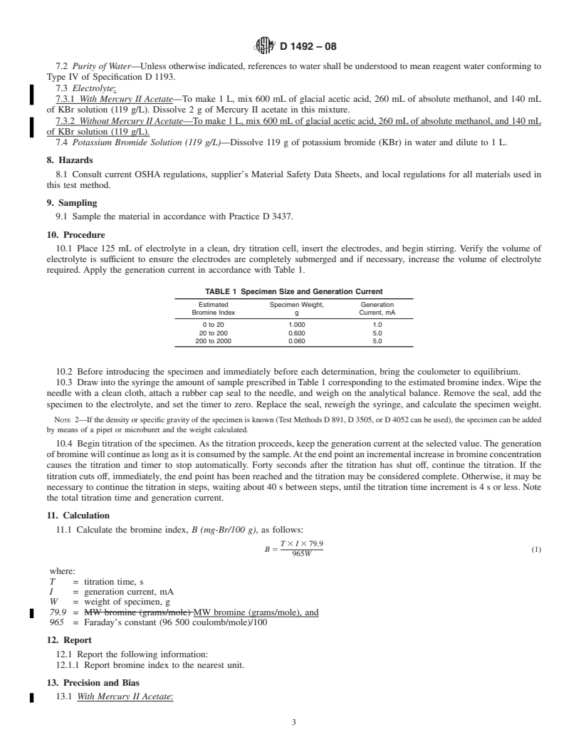 REDLINE ASTM D1492-08 - Standard Test Method for  Bromine Index of Aromatic Hydrocarbons by Coulometric  Titration