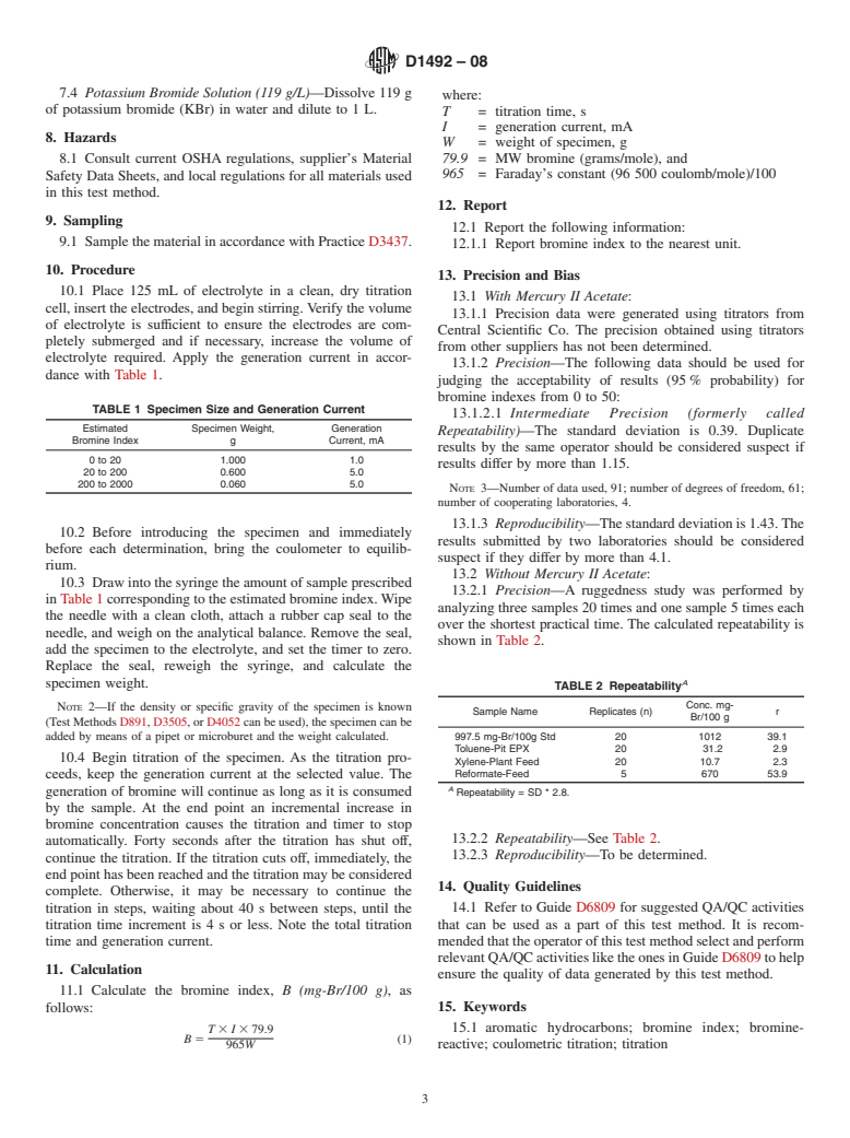 ASTM D1492-08 - Standard Test Method for  Bromine Index of Aromatic Hydrocarbons by Coulometric  Titration