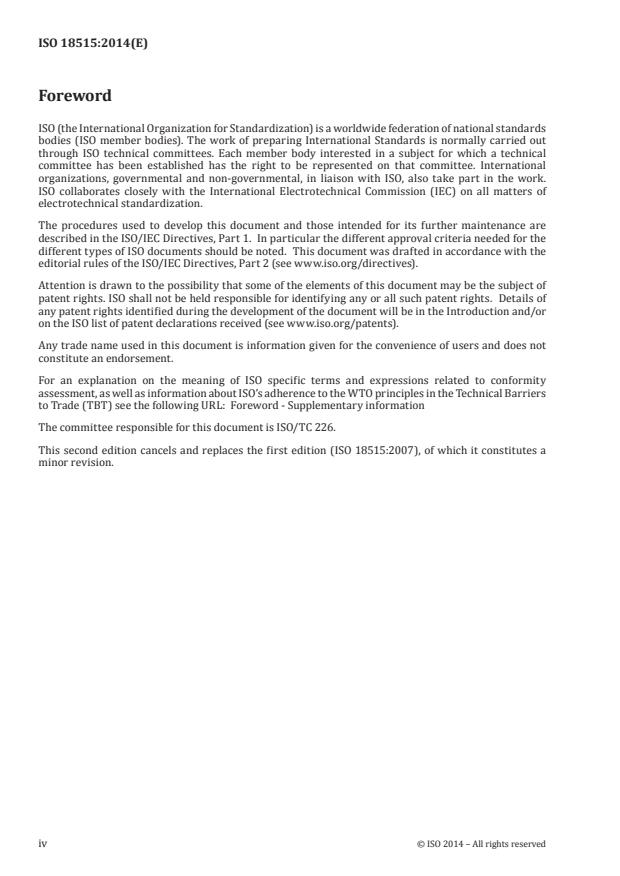 ISO 18515:2014 ISO 18515:2014 - Carbonaceous materials for the production of aluminium -- Cathode blocks and baked anodes -- Determination of compressive strength - Page 4 preview