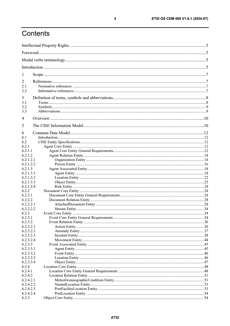 ETSI GS CDM 005 V1.6.1 (2024-07) ETSI GS CDM 005 V1.6.1 (2024-07) - Common information sharing environment service and Data Model (CDM); Data Model; Release 1