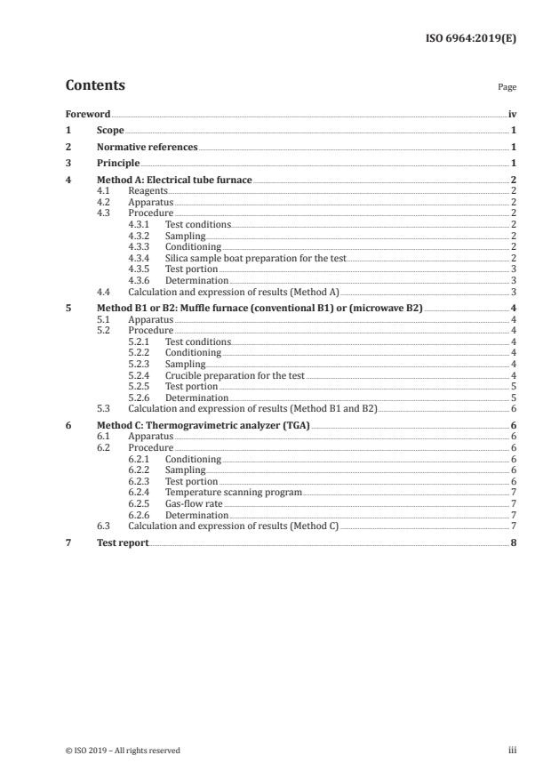 ISO 6964:2019 - Polyolefin pipes and fittings -- Determination of carbon black content by calcination and pyrolysis -- Test method