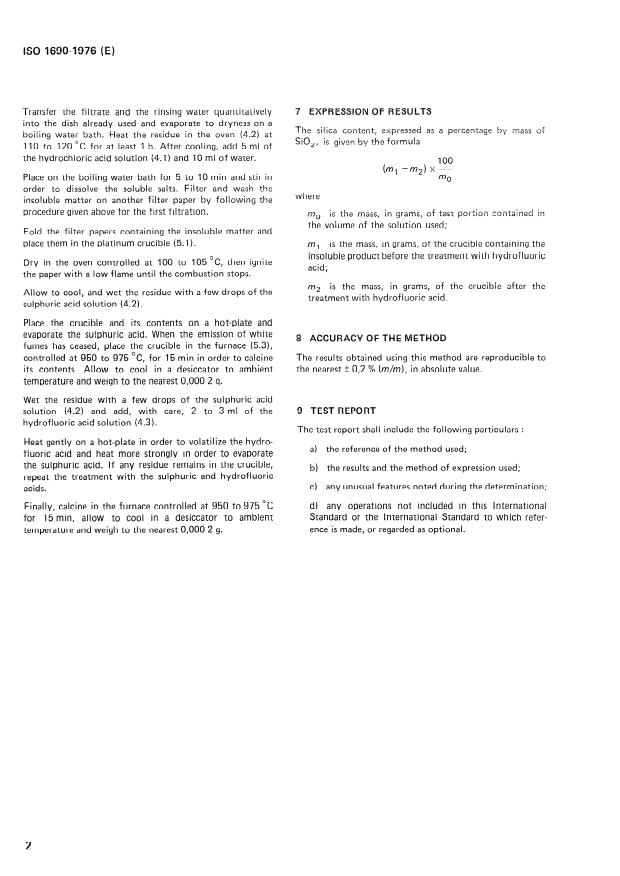 ISO 1690:1976 ISO 1690:1976 - Sodium and potassium silicates for industrial use -- Determination of silica content -- Gravimetric method by insolubilization - Page 4 preview