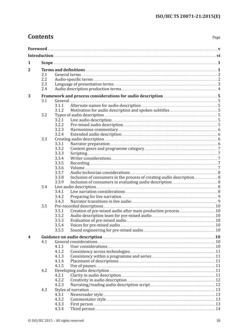 ISO/IEC TS 20071-21:2015 - Information technology — User interface component accessibility — Part 21: Guidance on audio descriptions
Released:11/26/2015