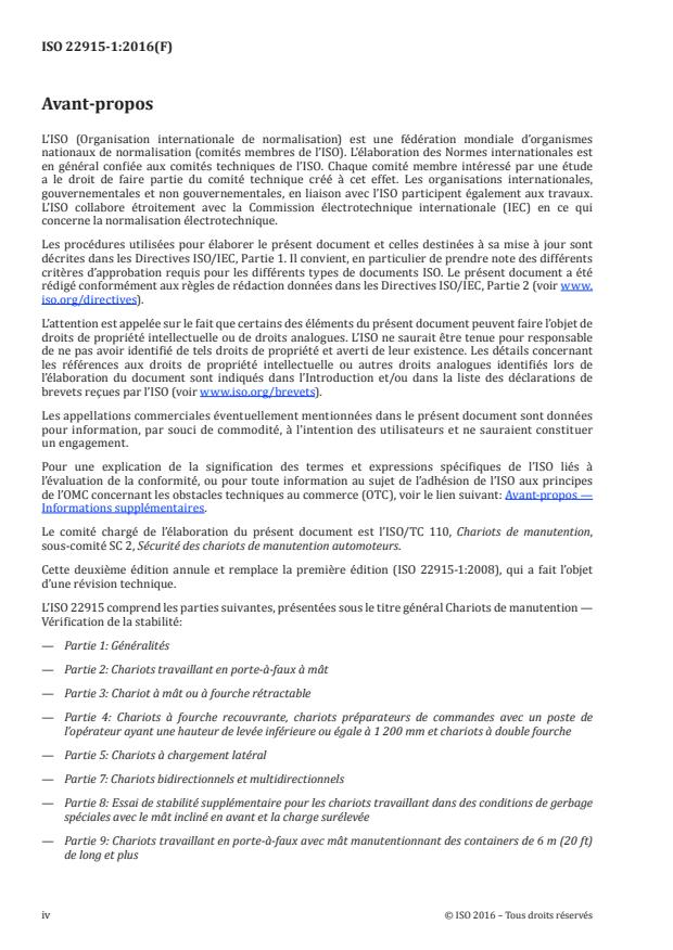 ISO 22915-1:2016 ISO 22915-1:2016 - Chariots de manutention -- Vérification de la stabilité - Page 4 preview