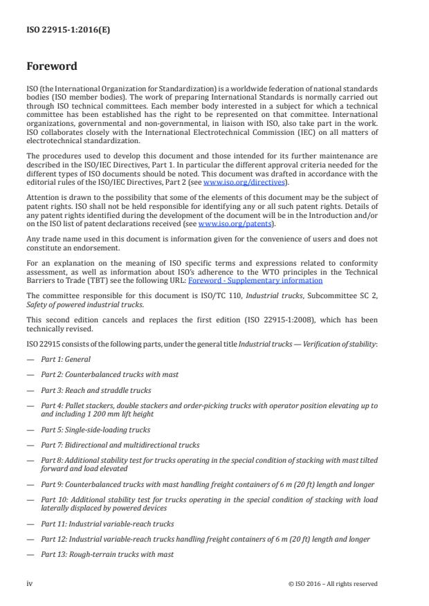 ISO 22915-1:2016 ISO 22915-1:2016 - Industrial trucks -- Verification of stability - Page 4 preview