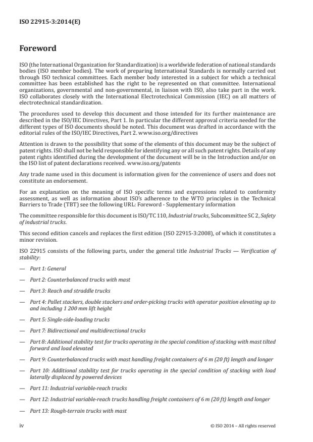 ISO 22915-3:2014 ISO 22915-3:2014 - Industrial trucks -- Verification of stability - Page 4 preview