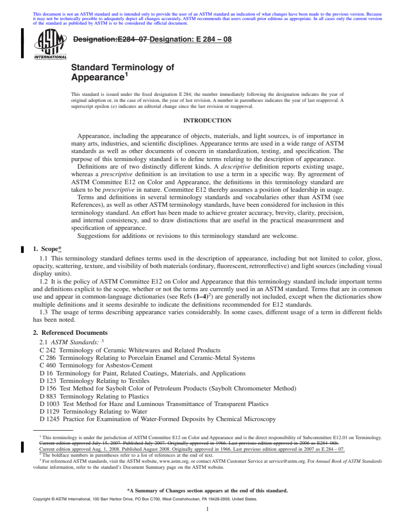 REDLINE ASTM E284-08 - Standard Terminology of Appearance