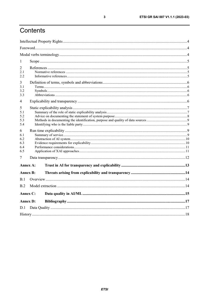 ETSI GR SAI 007 V1.1.1 (2023-03) - Securing Artificial Intelligence (SAI); Explicability and transparency of AI processing