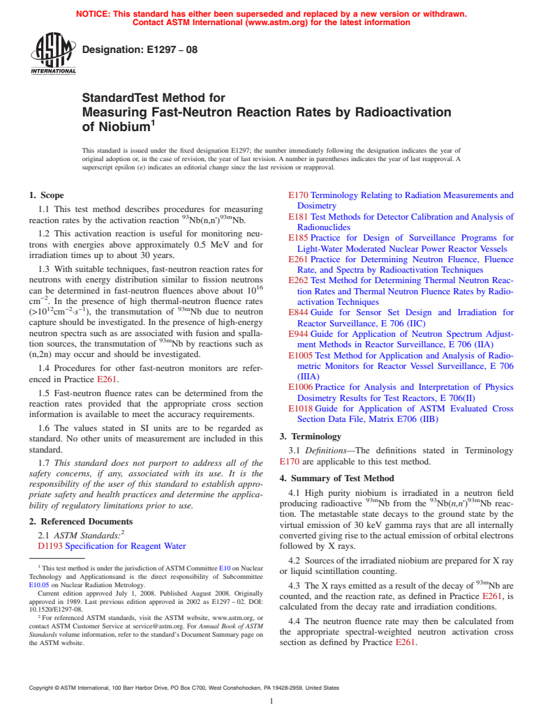 ASTM E1297-08 - Standard Test Method For Measuring Fast-Neutron ...