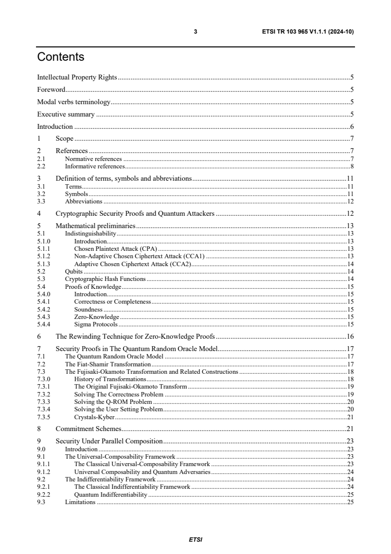 ETSI TR 103 965 V1.1.1 (2024-10) ETSI TR 103 965 V1.1.1 (2024-10) - CYBER; Quantum-Safe Cryptography (QSC); Impact of Quantum Computing on Cryptographic Security Proofs