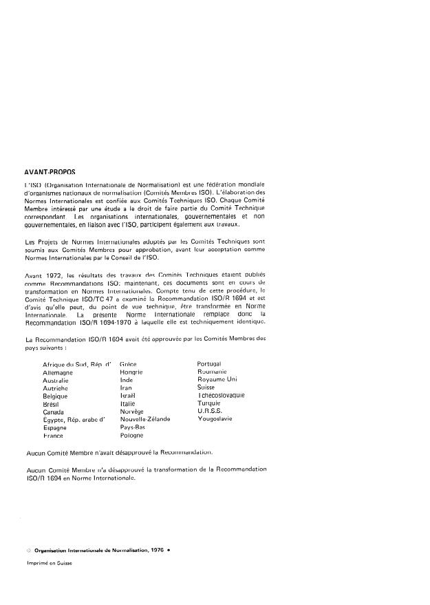 ISO 1694:1976 ISO 1694:1976 - Cryolithe, naturelle et artificielle -- Dosage du fer -- Méthode photométrique a la phénanthroline-1,10 - Page 2 preview