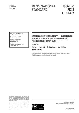 ISO/IEC 18384-2:2016 - Information technology -- Reference Architecture for Service Oriented Architecture (SOA RA)