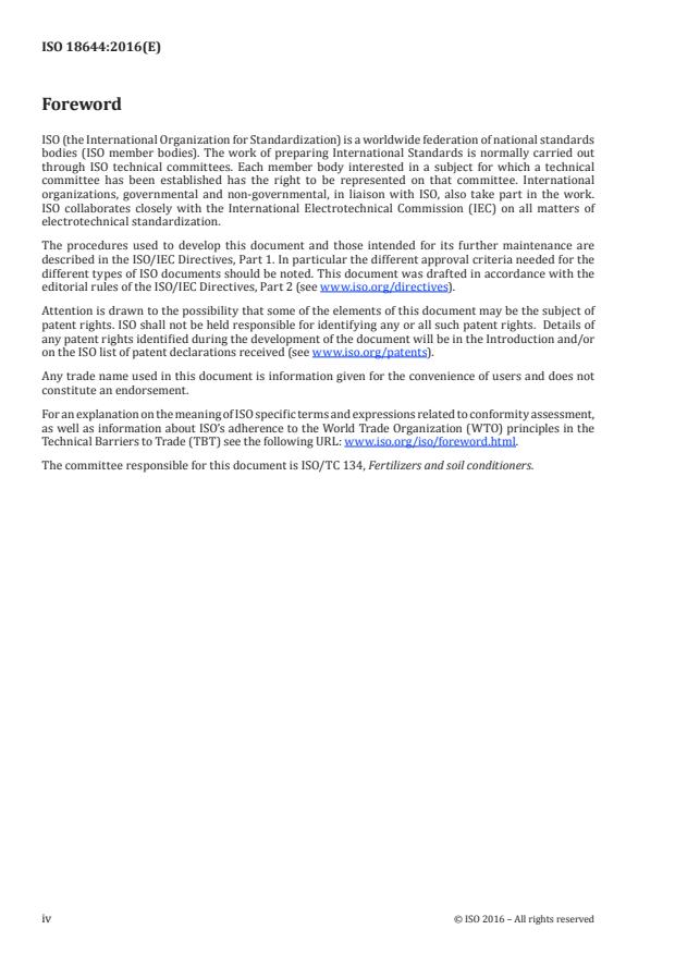 ISO 18644:2016 ISO 18644:2016 - Fertilizers and soil conditioners -- Controlled-release fertilizer -- General requirements - Page 4 preview