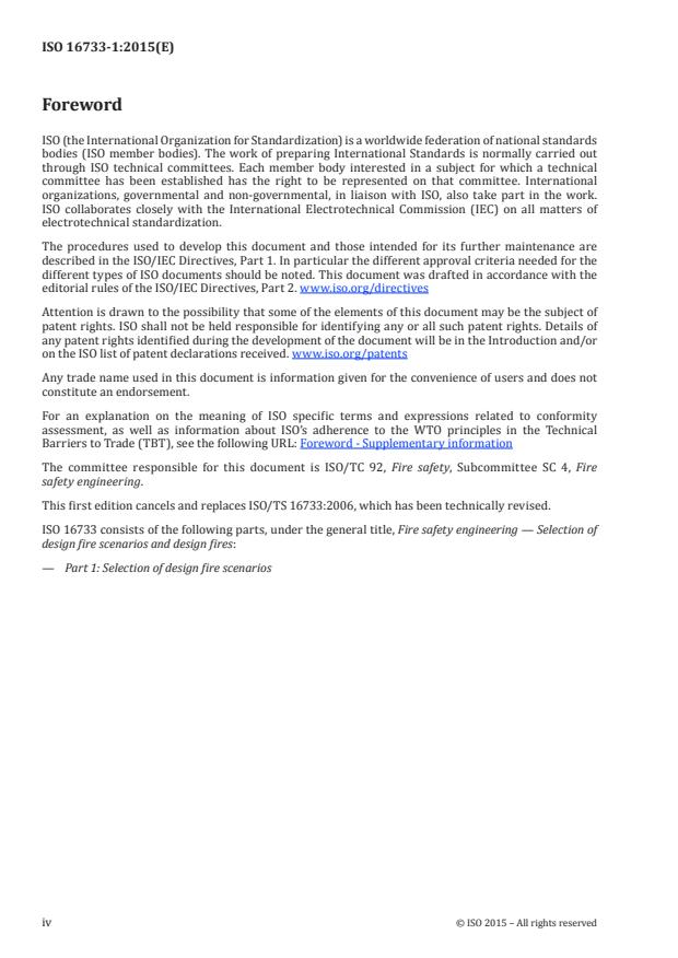 ISO 16733-1:2015 ISO 16733-1:2015 - Fire safety engineering -- Selection of design fire scenarios and design fires - Page 4 preview