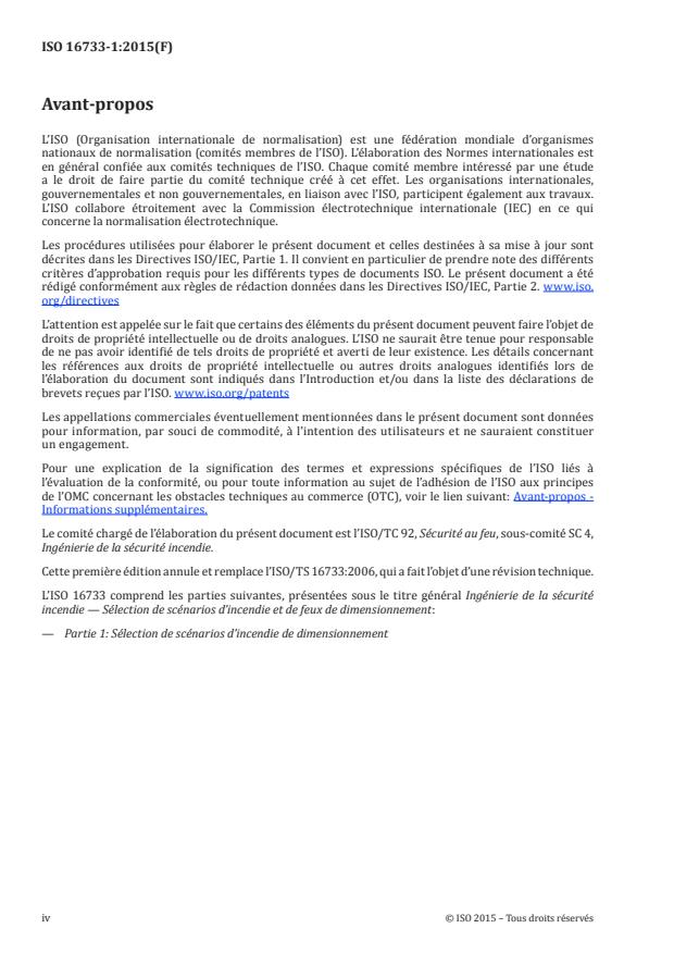ISO 16733-1:2015 ISO 16733-1:2015 - Ingénierie de la sécurité incendie -- Sélection de scénarios d'incendie et de feux de dimensionnement - Page 4 preview
