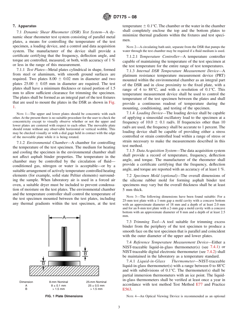 ASTM D7175-08 - Standard Test Method for Determining the Rheological Properties of Asphalt Binder Using a Dynamic Shear Rheometer