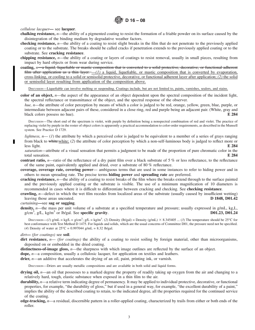 REDLINE ASTM D16-08 - Standard Terminology for  Paint, Related Coatings, Materials, and Applications