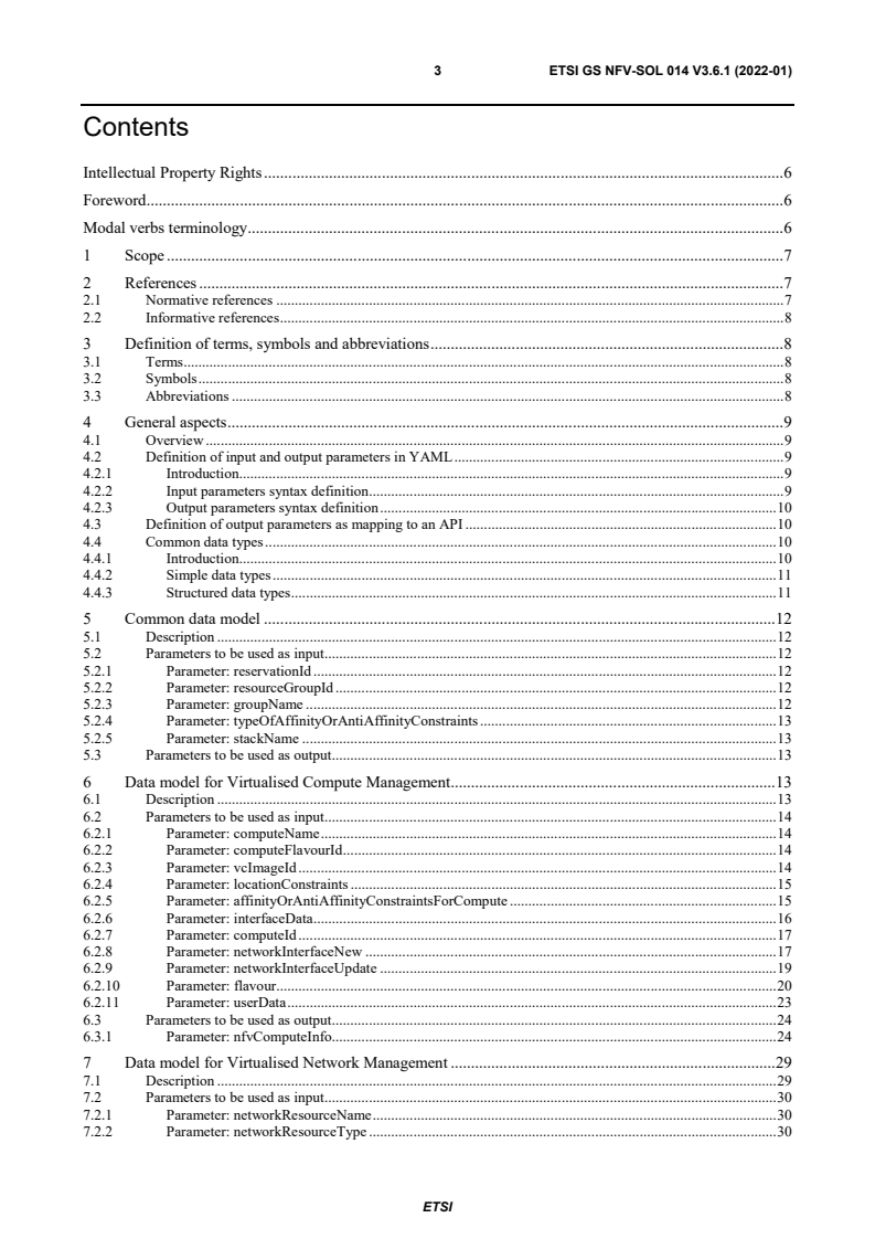 ETSI GS NFV-SOL 014 V3.6.1 (2022-01) - Network Functions Virtualisation (NFV) Release 3; Protocols and Data Models; YAML data model specification for descriptor-based virtualised resource management