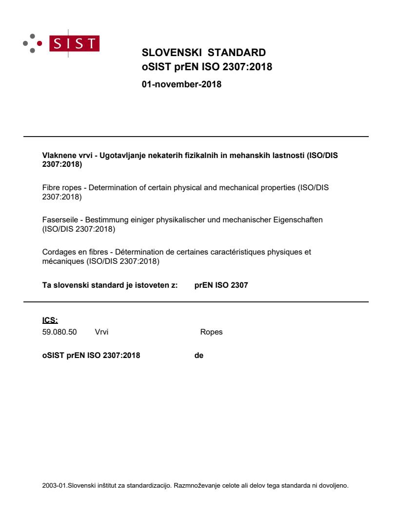 prEN ISO 2307:2018 - BARVE