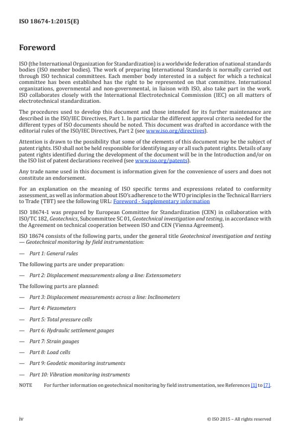 ISO 18674-1:2015 ISO 18674-1:2015 - Geotechnical investigation and testing -- Geotechnical monitoring by field instrumentation - Page 4 preview