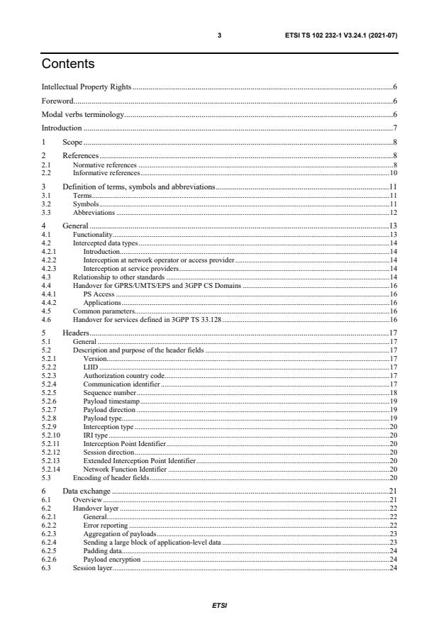 ETSI TS 102 232-1 V3.24.1 (2021-07) - Lawful Interception (LI); Handover Interface and Service-Specific Details (SSD) for IP delivery; Part 1: Handover specification for IP delivery