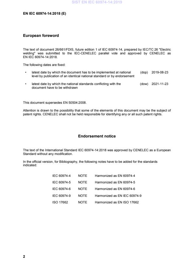 SIST EN IEC 60974-14:2019 SIST EN IEC 60974-14:2019 - Page 4 preview