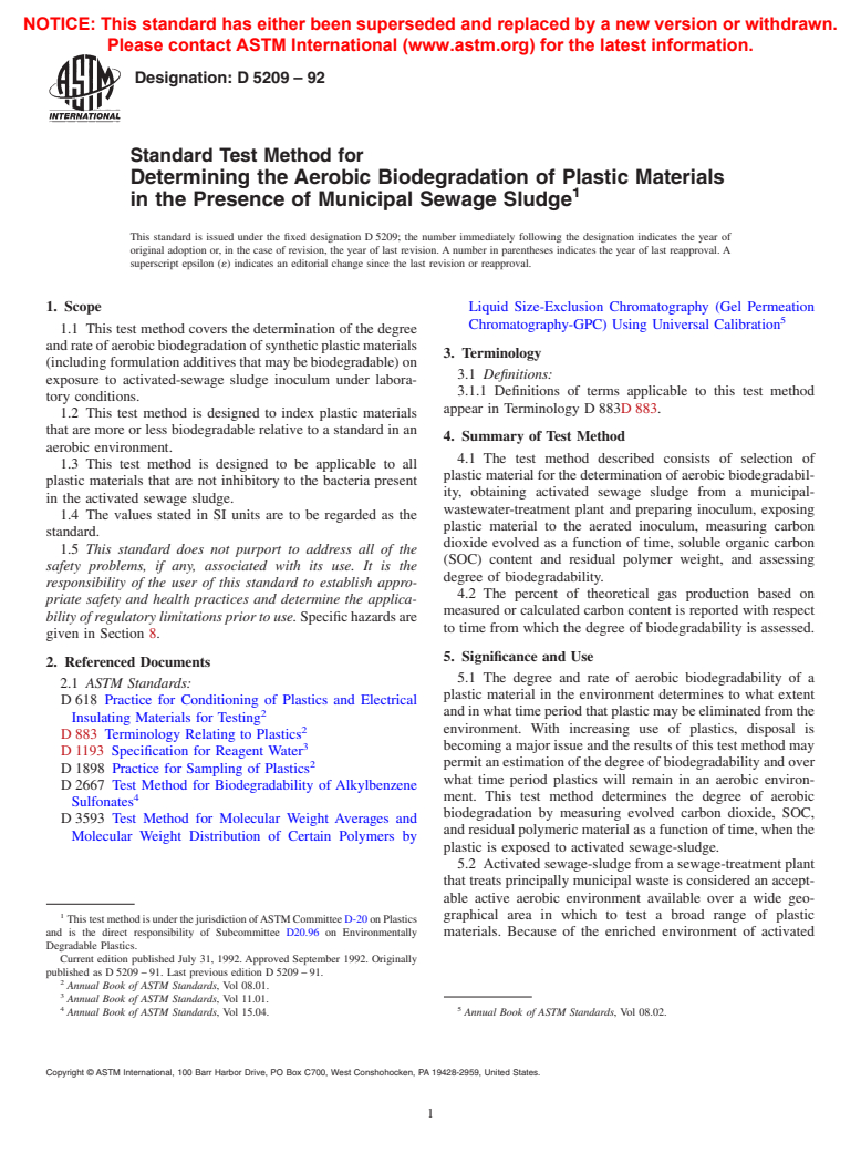 Astm D Standard Test Method For Determining The Aerobic Biodegradation Of Plastic Materials